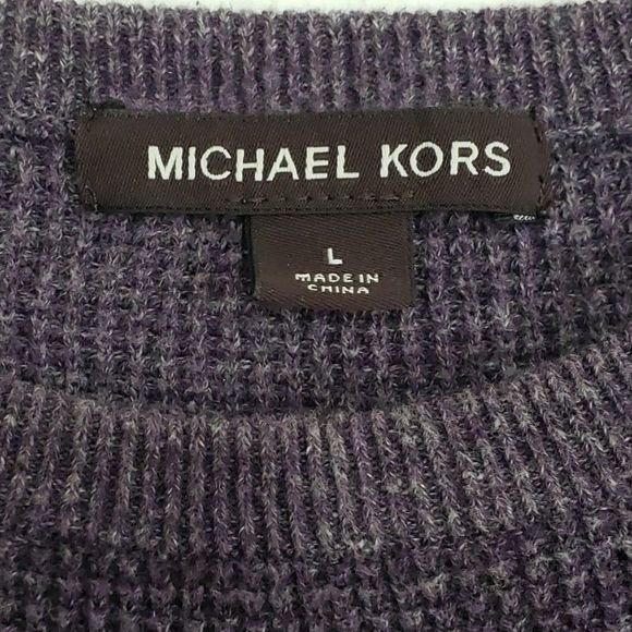 Michael Kors Men's Large Purple Cotton and Wool Blend Sweater - Picture 3 of 8